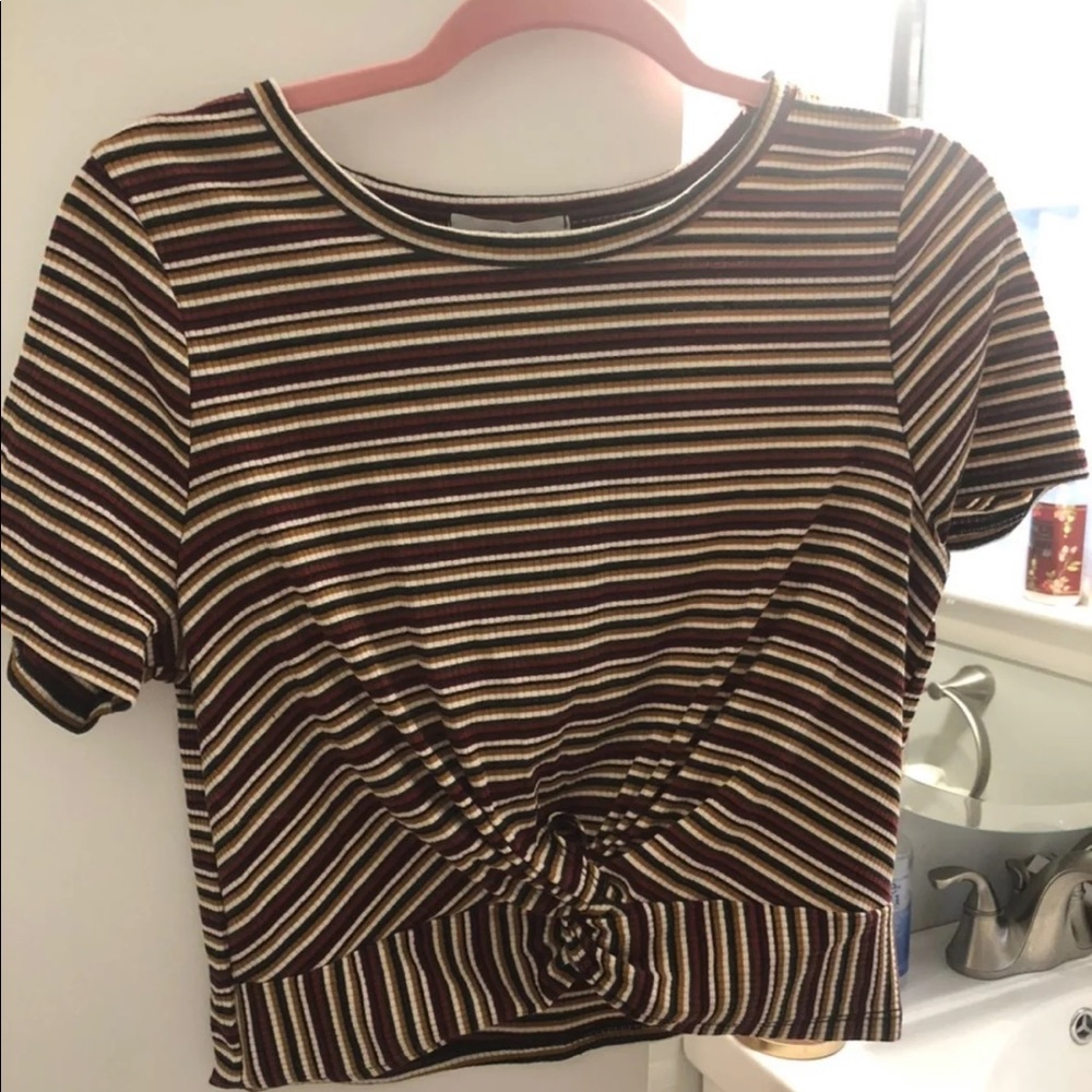 Rainbow Striped Knot Crop Top